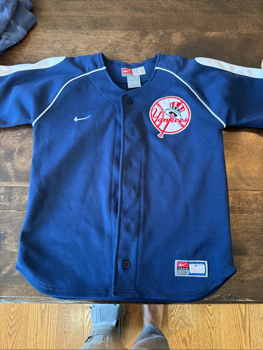 Nike Kids Navy Baseball Jersey with White and Red Logos